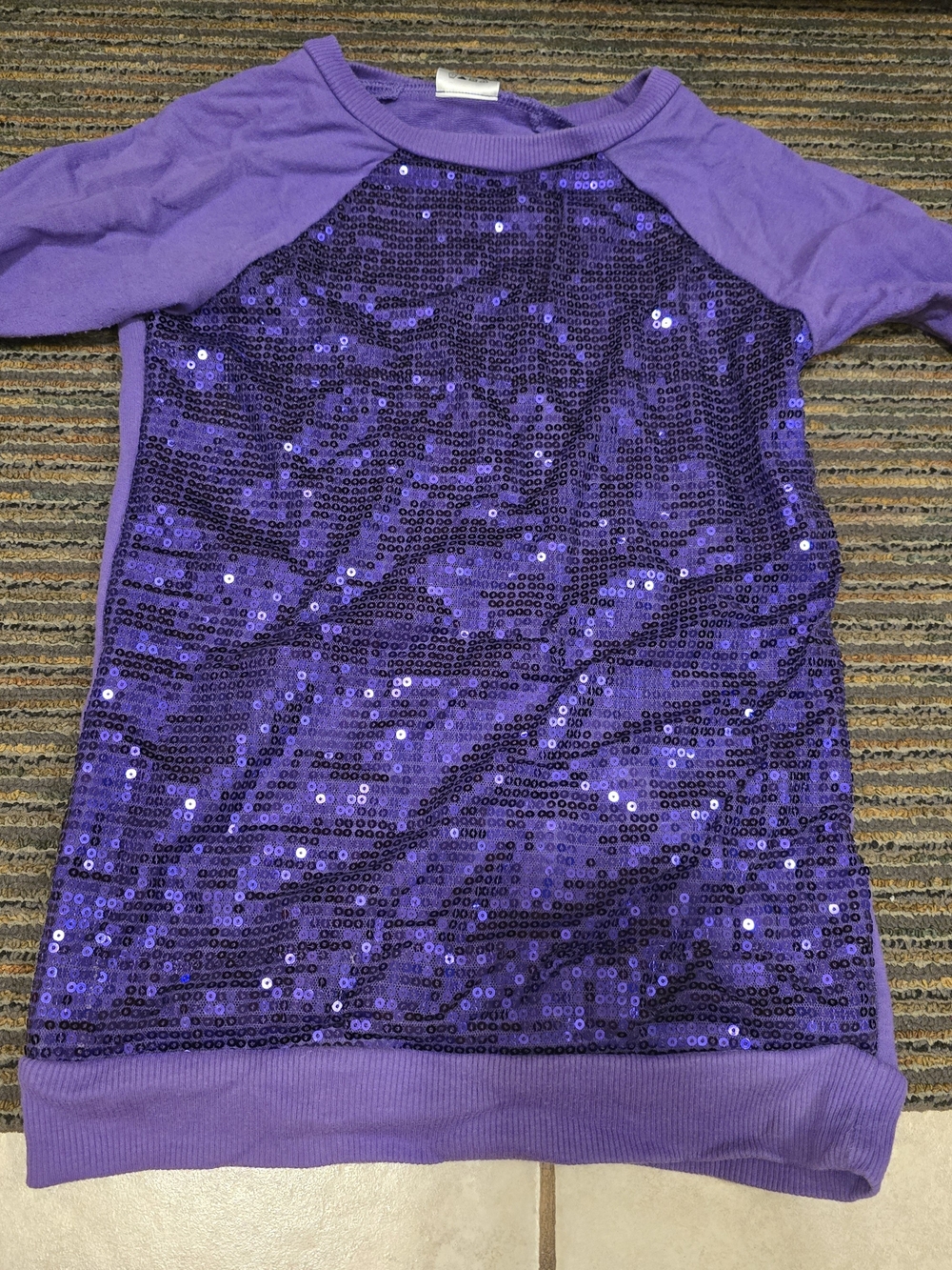 Girls Purple Sequin Raglan Top